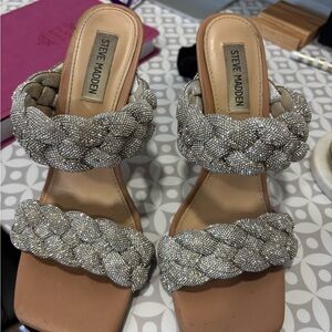 Steve Madden Silver Braided Heels